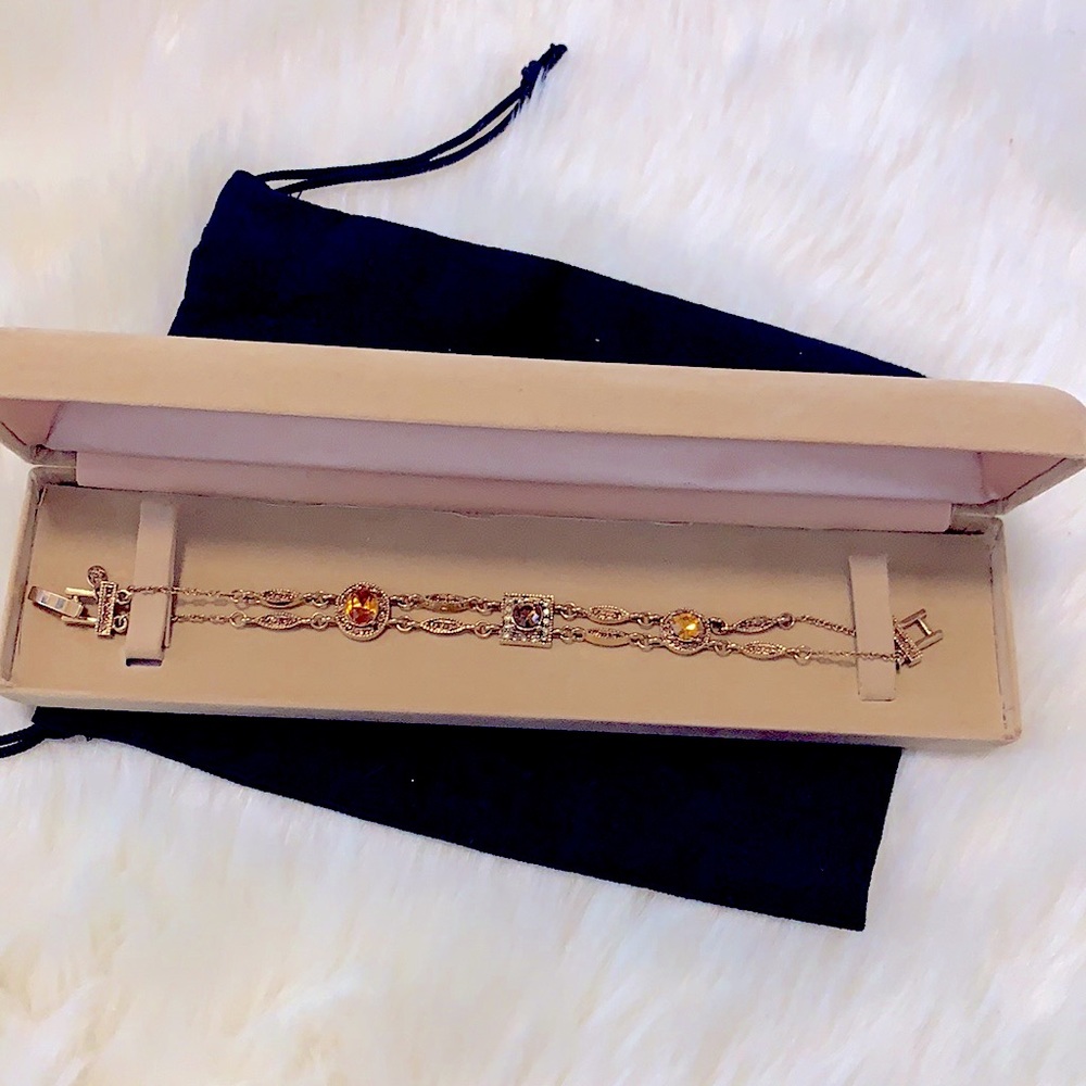 Lovely Dainty Gold Yellow Topaz Birthstone Chain Link Feminine Tennis Bracelet